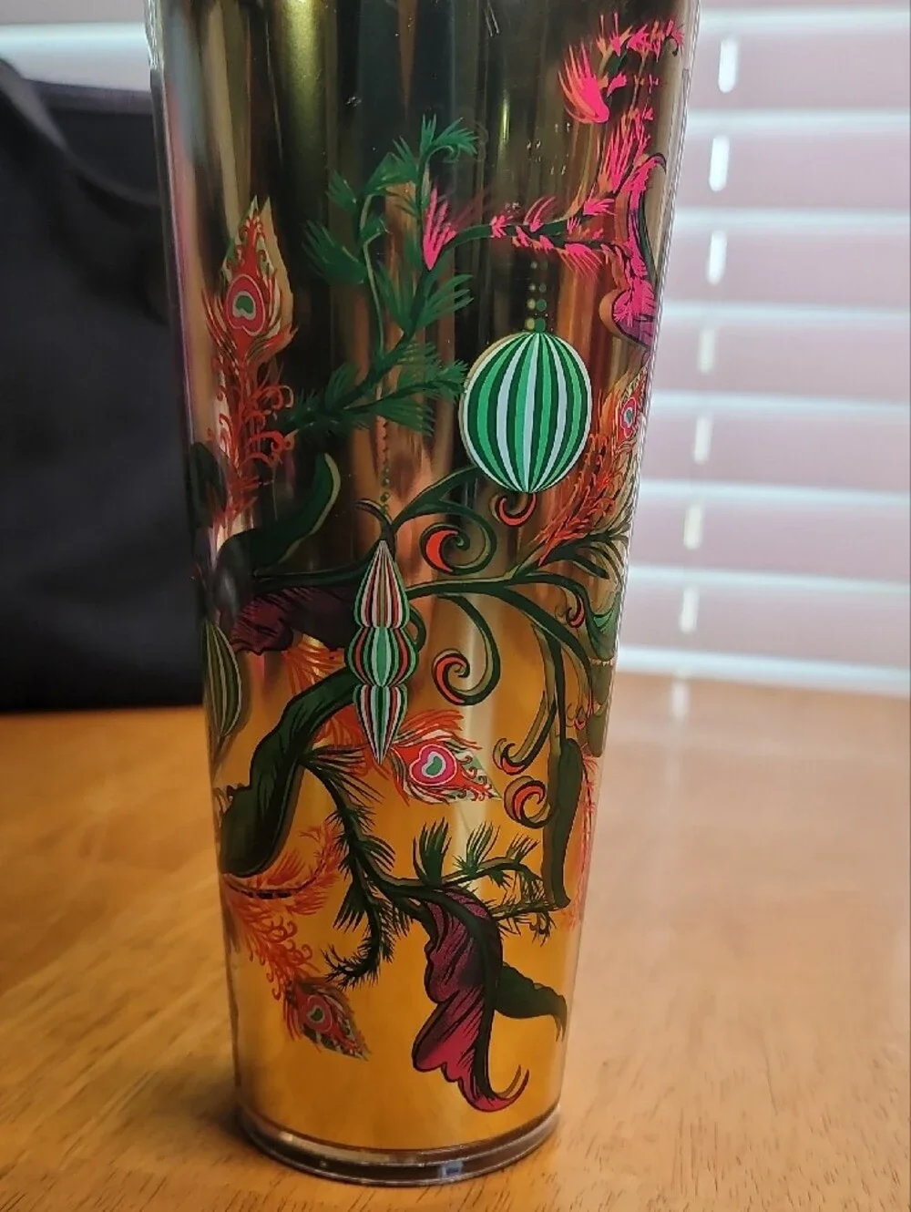 Starbucks 2024 Holiday Gold Mirror Ornament Floral cold cup tumbler (24 oz)